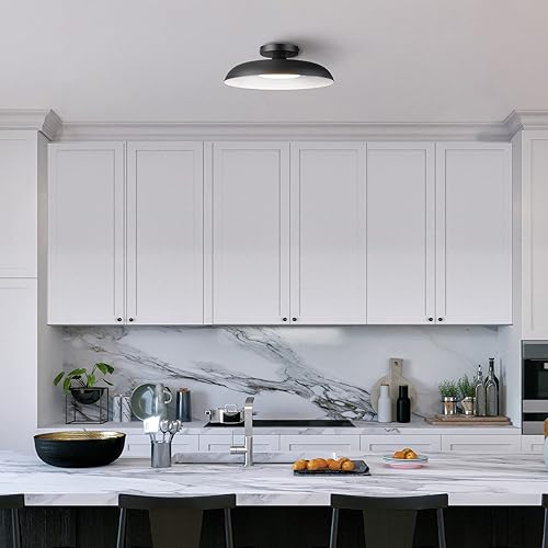 Miniatura 4 de Globe Electric 66000075 - Lámpara de techo empotrada integrada de 1 luz LED de 21 W, negro mate, pantalla interior blanca, 800 lúmenes, 3000