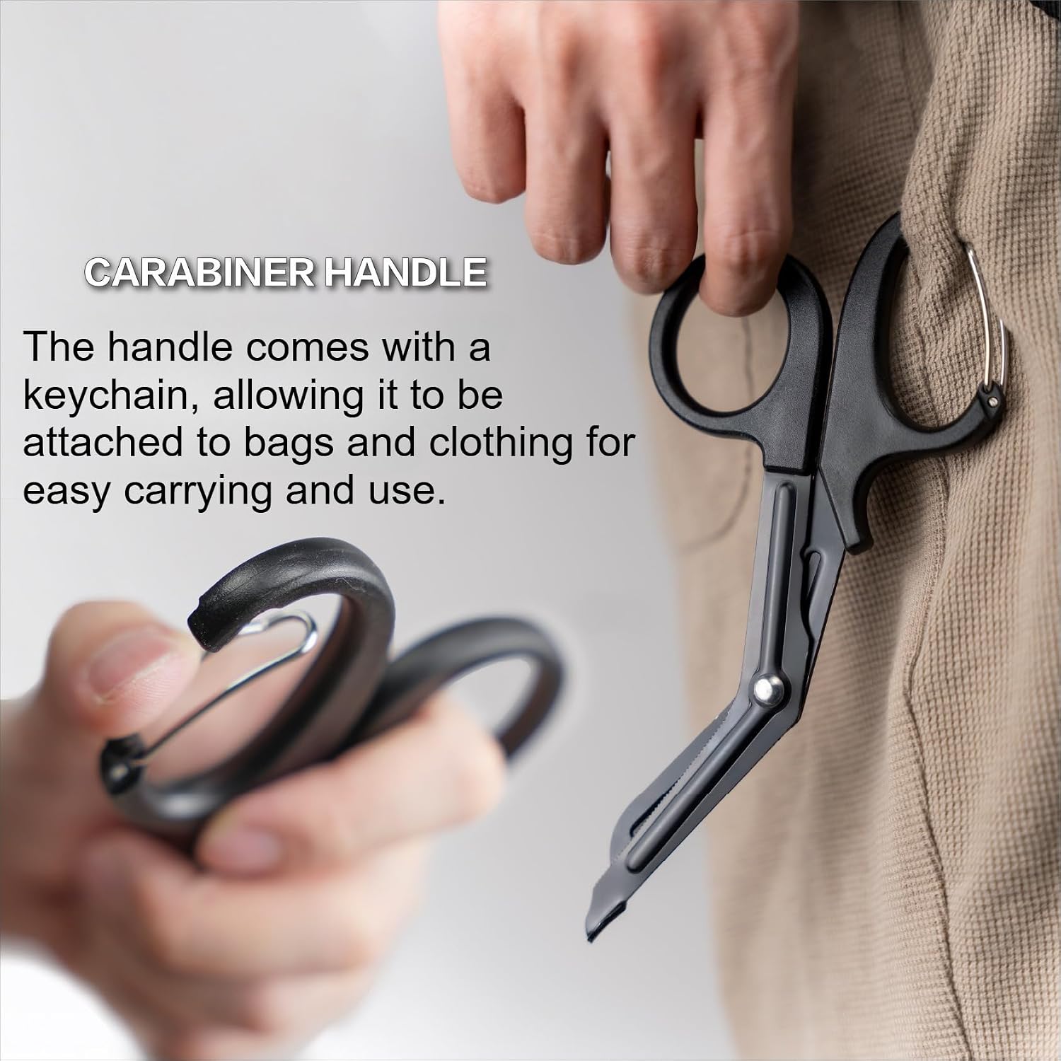 Curved scissors, stainless steel fabric scissors with keychain, suitable for camping, sewing, clothing, mesh, and more 1pack (black)