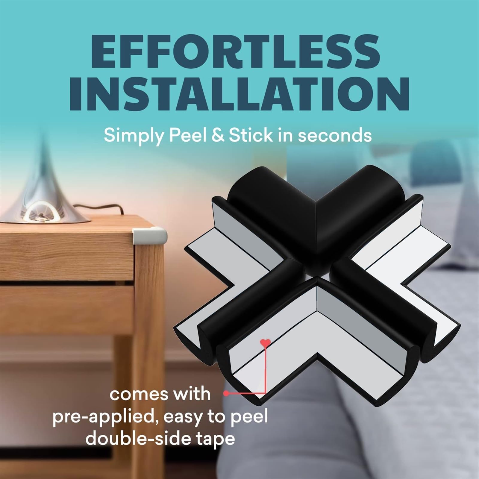 Protectores de Esquinas para mesas, Seguridad Infantil, 4 Piezas, Protectores Suaves a Prueba de Golpes - Preencintados para Proteger los Muebles de Golpes Afilados
