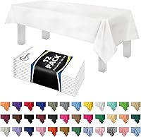 Grandipity 12 Pack White Disposable Plastic Tablecloths 54x108 Inch 0.3mm Thick - Premium Tear-Resistant Table Covers