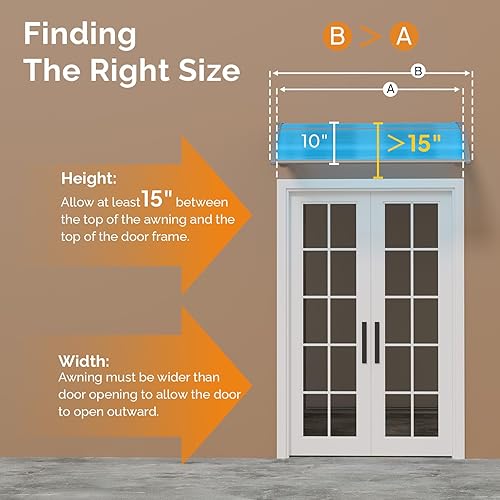 Vista 101 de VINGLI - Toldo para puerta y ventana para exteriores, 30 x 40 pulgadas, cubierta de policarbonato para puerta de patio, para protección del sol