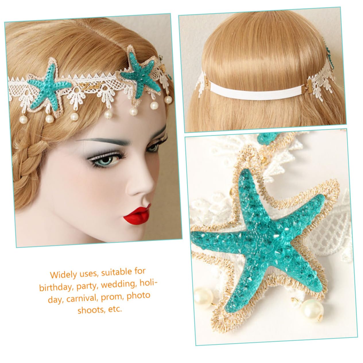Healeved Lot De 5 Bandeaux Élégants En Dentelle Avec Étoiles De Mer Pour Cheveux Couvre-chef Décoratif Pour Soirée De Mariage