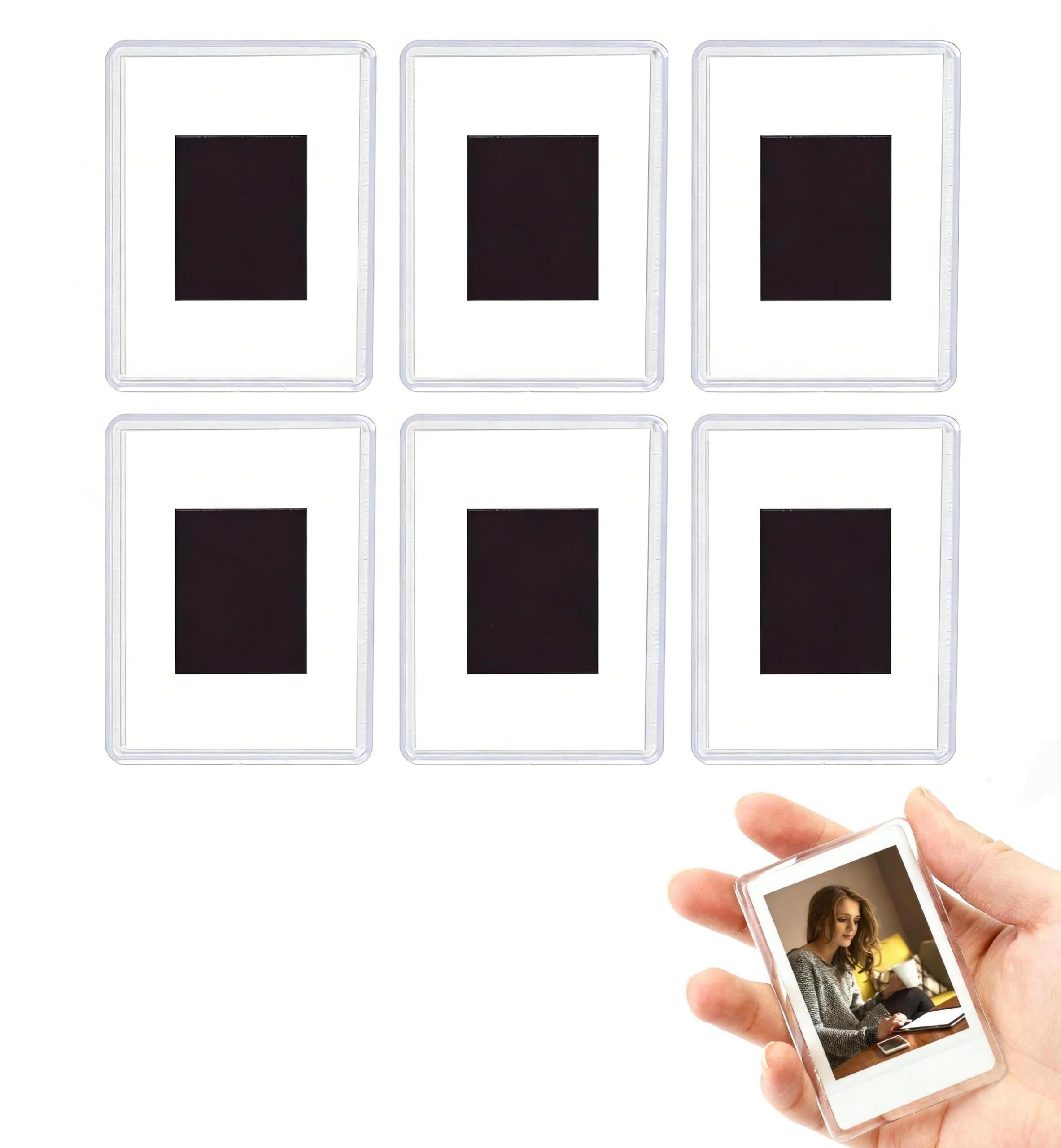 6 Pack Strong Magnet Photo Frames - 5mm Thick Acrylic Refrigerator Picture Frames for Polaroid/Instax Mini Photos (9.8×6.5CM)
