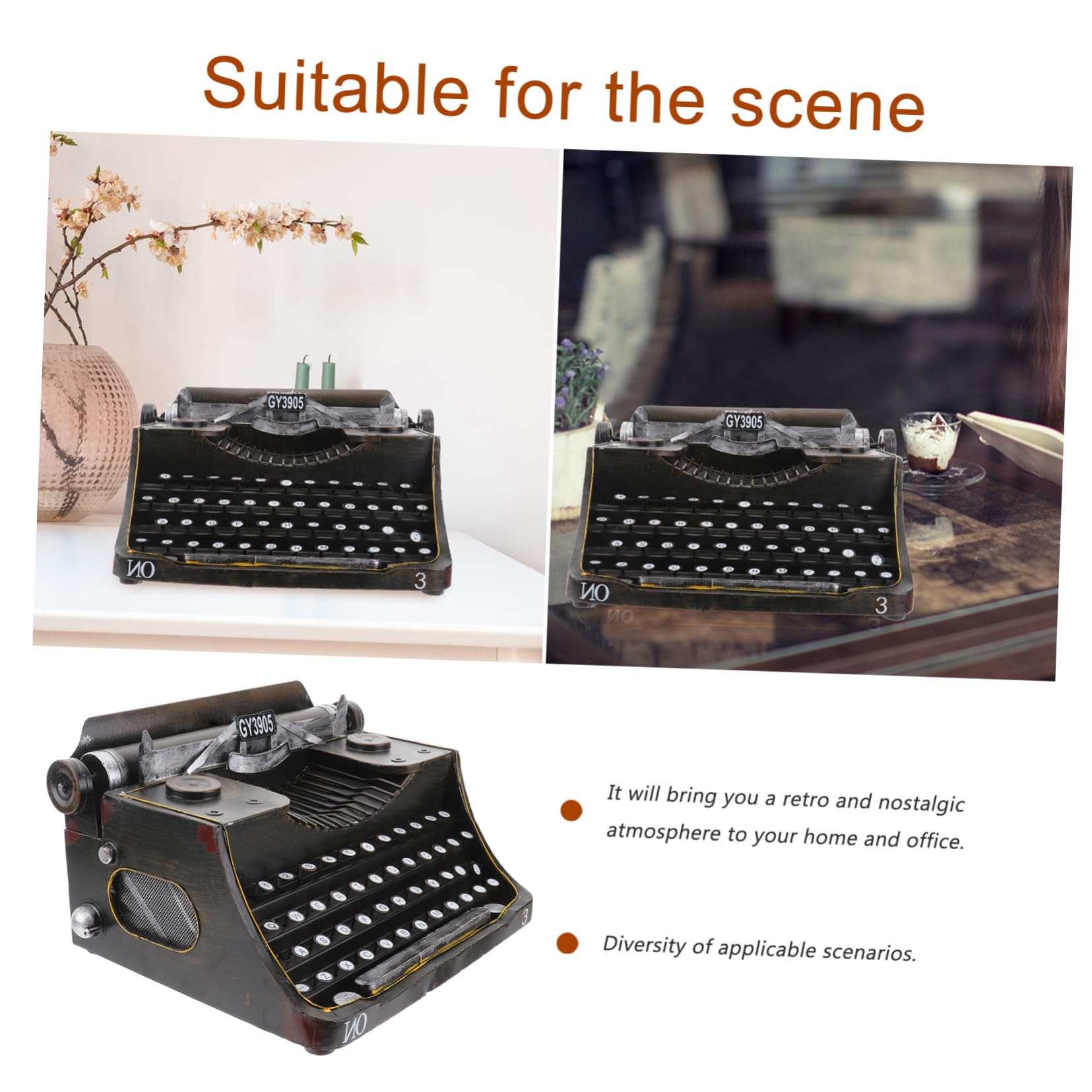 Vaguelly Vintage Schreibmaschine aus Eisen für Desktop und Café Schwarze Retro Schreibmaschine mit Robuster Verarbeitung und Stilvoller Heimdekoration