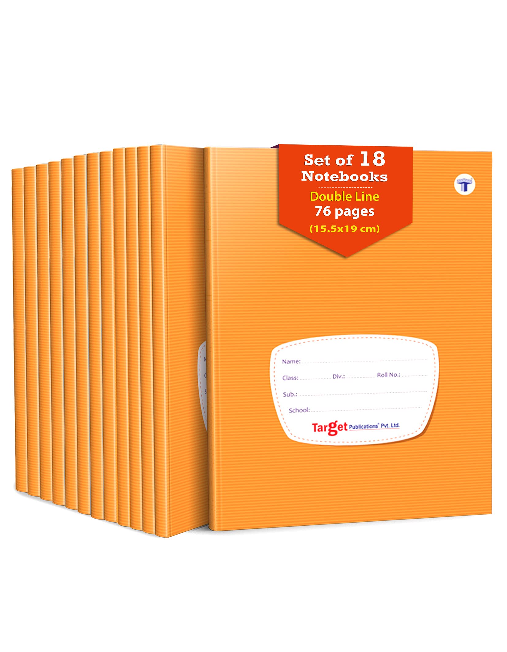 TARGET PUBLICATIONS Taccuino piccolo a due righe, 76 pagine, 15,5 x 19 cm, copertina rigida con etichetta, quaderni a righe a due righe per bambini, quaderni a doppia linea per scrivere | Confezione