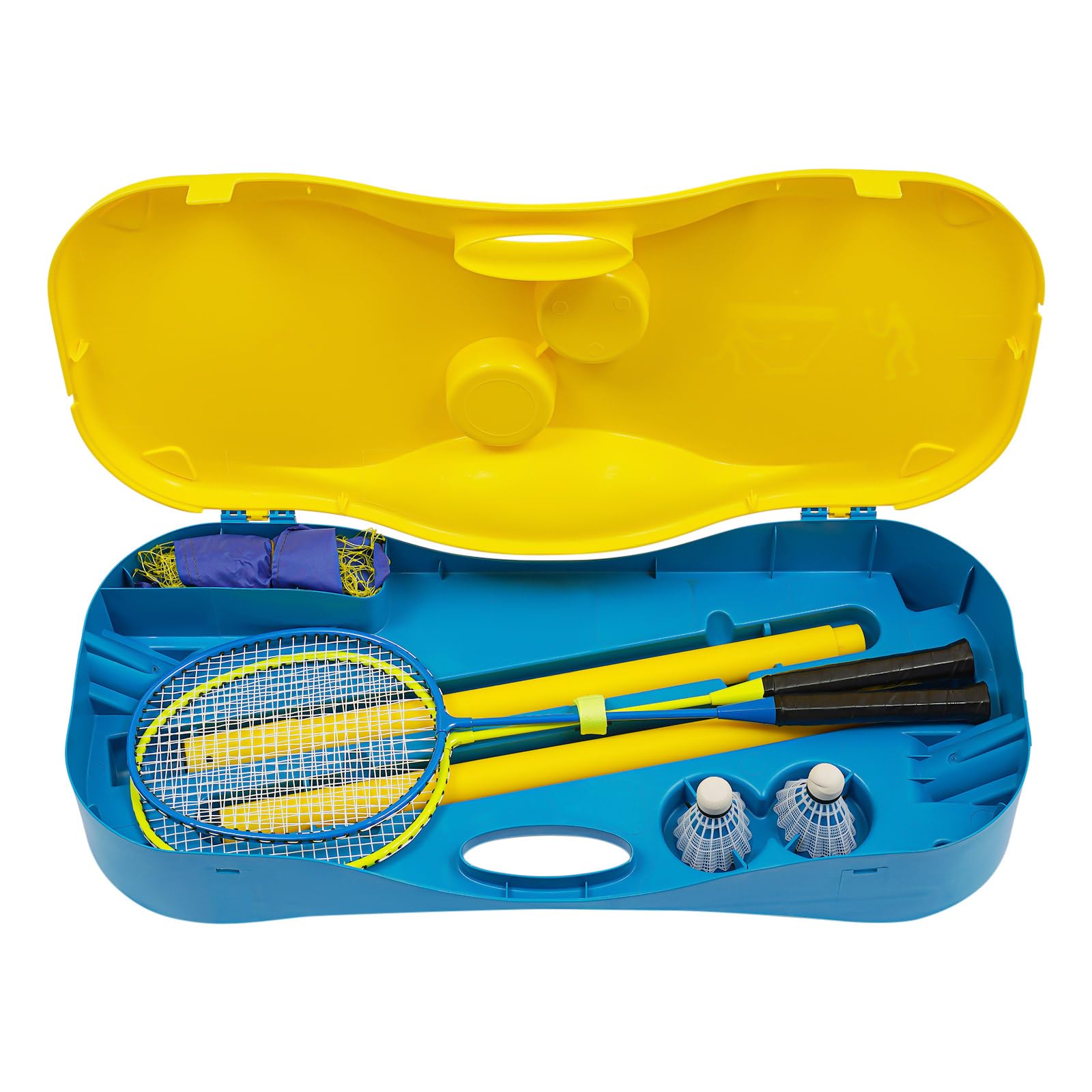 Set da badminton, 300 x 155 cm, con rete, racchette da badminton e volano con rete, set stabile da badminton per interni ed esterni come parchi giochi, terrazze