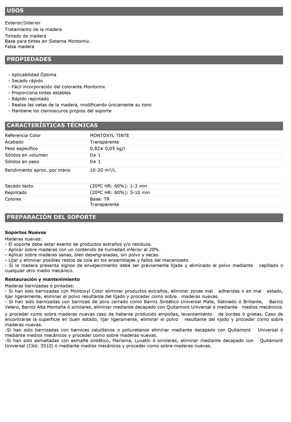Montoxyl Tinte. Disolución Formulada para Obtener Tintes de Madera al Disolvente (4L, Teca)