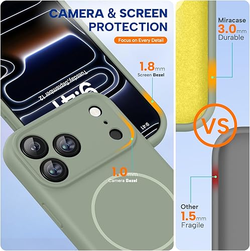 Miniatura 1500 de Miracase - Funda diseñada para iPhone 11 con protector de pantalla, funda de goma de silicona líquida, protección total contra caídas y a prueba