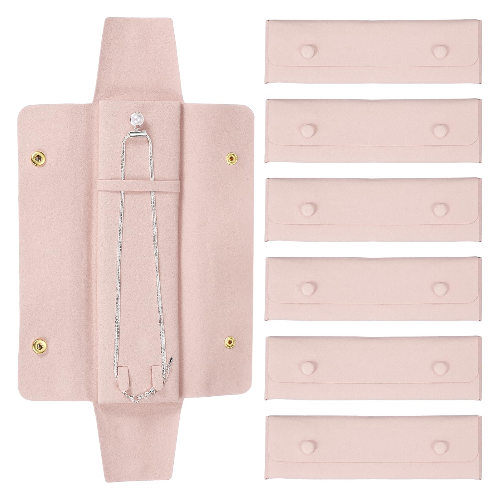 QUARKZMAN 6 Pz Custodia Viaggio Collana In Microfibra Senza Grovigli Rosa