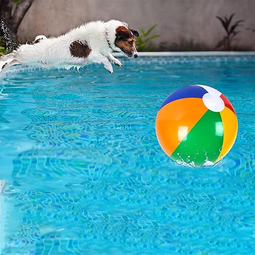 Miniatura 6 de Coopay Paquete de 40 bolas de playa inflables clásicas de arco iris para piscina, decoración de fiesta de cumpleaños, juegos de agua de verano,
