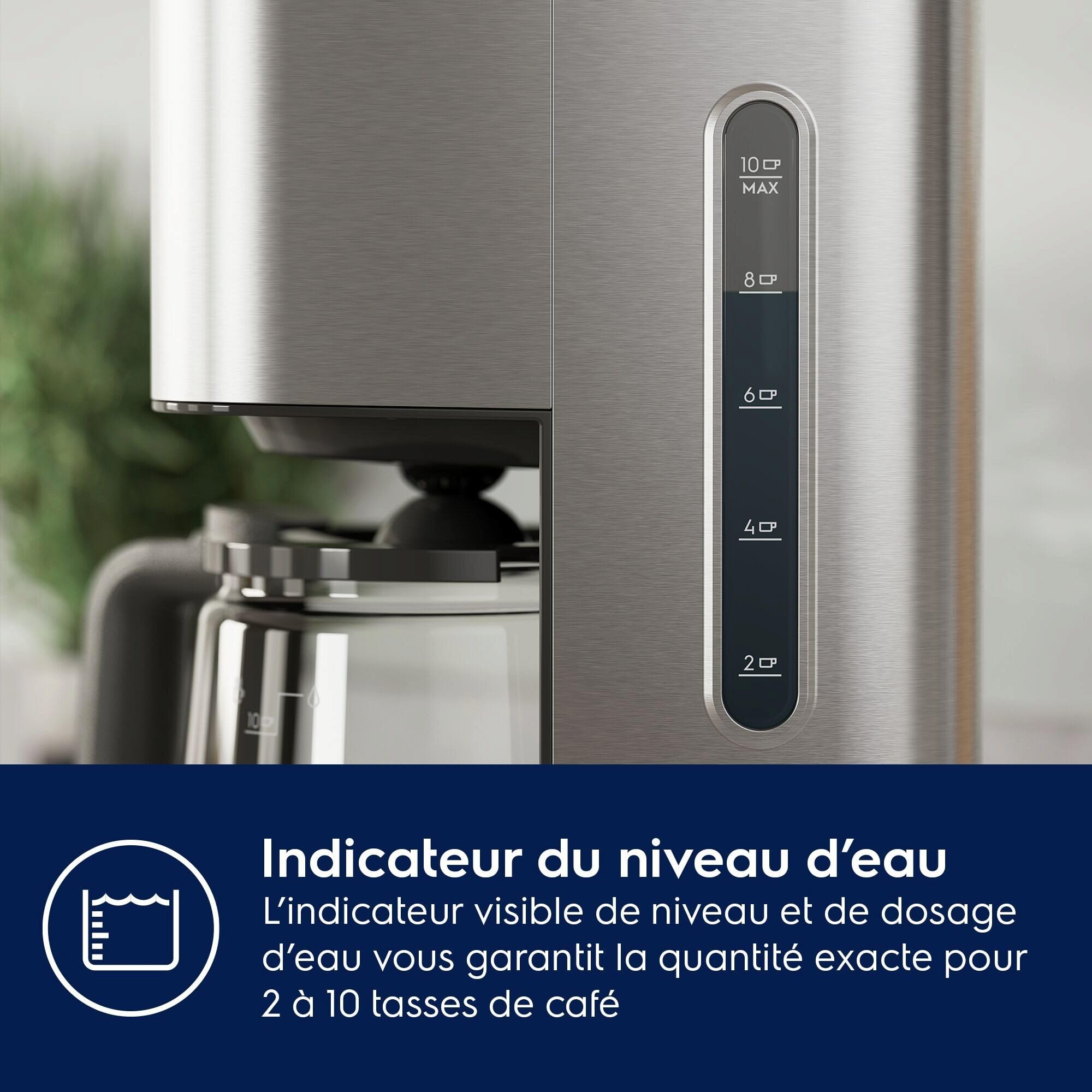 Electrolux Cafetière filtre Create 5 E5CM1-6ST, Sélection d'arômes et minuterie programmable, Puissance 1000 W, Verseuse isotherme 1,38 L, Arrêt automatique, Acier Inoxydable