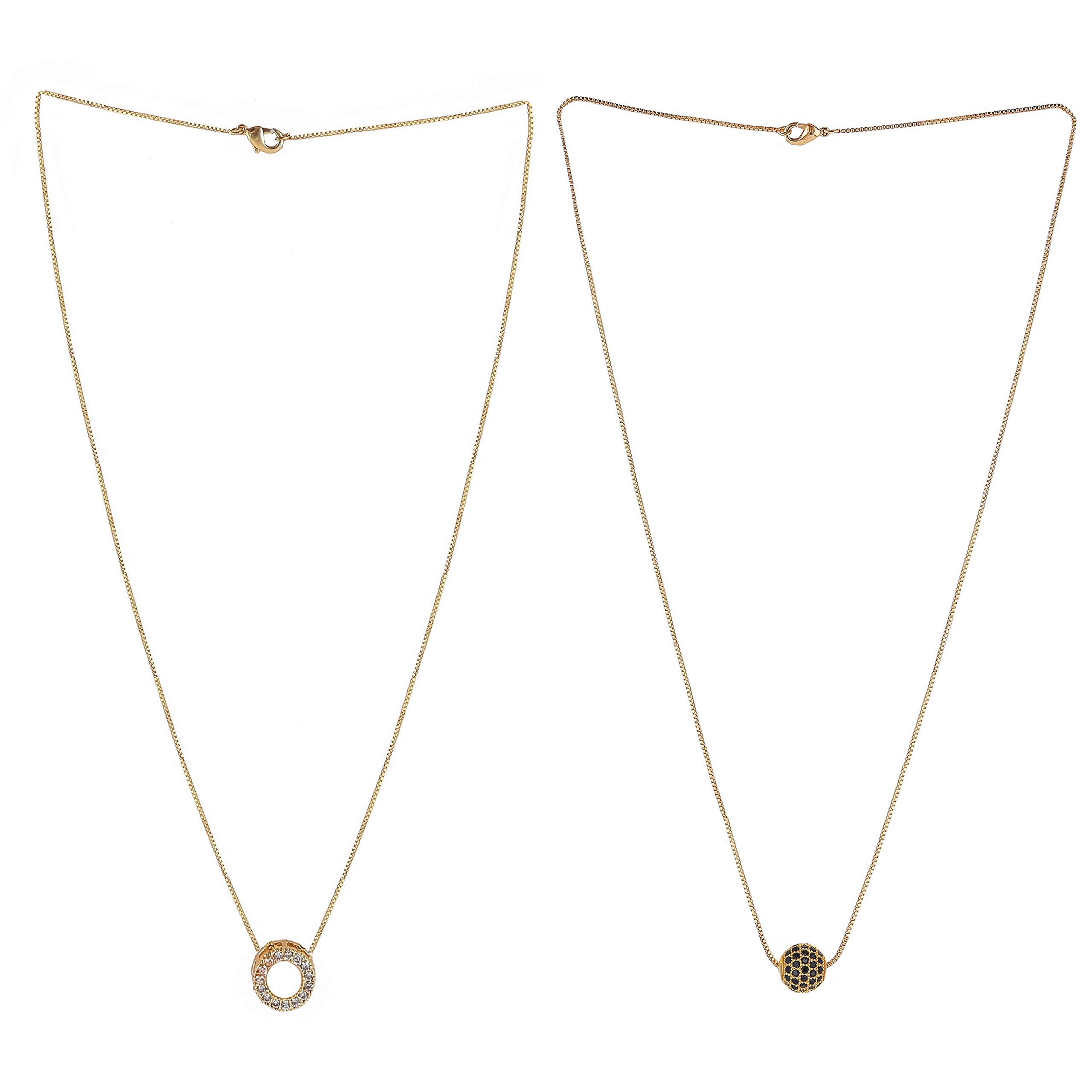 Brado Jewellery Gold Plated Black American Diamond Round Shap Pendant With Chain Combo Of 2 Necklace Golden Chain Pendant for Women and Girls (B08R2MV426) Amazon Price History, Amazon Price Tracker