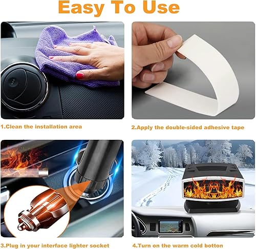 Miniatura 6 de Calentador y descongelador portátil para automóvil, calentamiento rápido de 200 W, calentadores giratorios de 360 para vehículo, calentador de