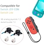 2-Pack Joycon Joystick Replacement Analog Thumb Sticks for Nintendo Switch, Joystick Replacement Parts Repair Kit for Joycon & Switch Lite, Include Metal Buckles, Screwdrivers, Thumb Grips Caps, Pry Tools, Tweezers