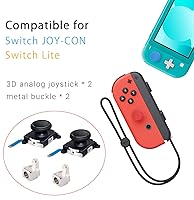 Vista 2 de LONANDY 2 Pack Joycon Joysticks, Joycon Repair Kit Joystick Replacement Parts for Nintendo Switch, Switch Lite & Switch OLED, Include Thumb Grips