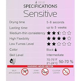 STACY LASH Sensitive Eyelash Extension Glue 0.17fl.oz/5ml / 5-6 Sec Drying time/Retention - 4-5 Weeks/Black Adhesive/Professional Supplies