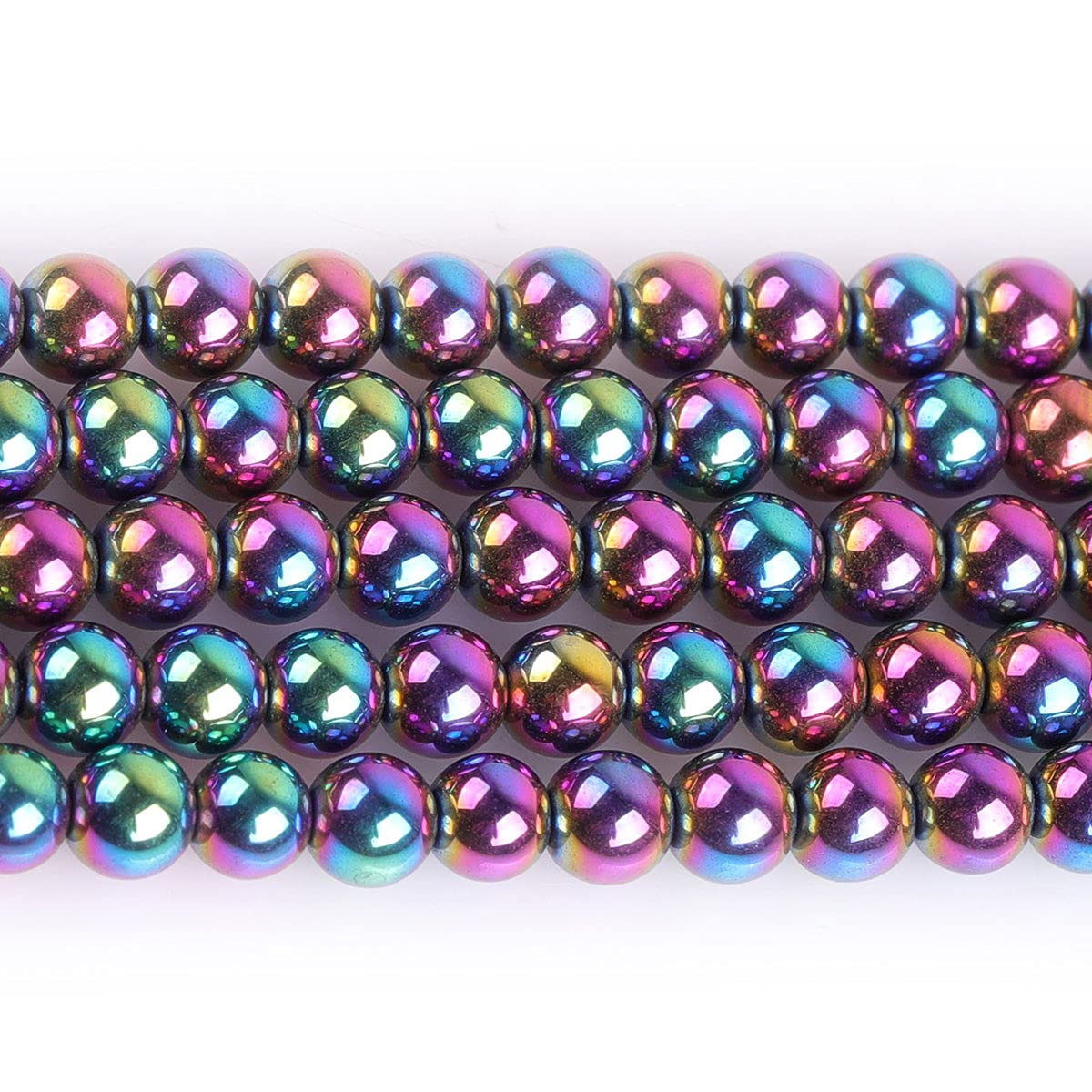 GEM-Inside Natural 4mm Non-Magnetic Multicolor Metallic Coated Hematite Round Gemstone Semi Precious Loose Beads for Jewellery Making 15'' - Image 3