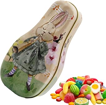 Easter Candy Box, Tinplate Chocolate Storage Holder, Vintage Rabbit Pattern, Sturdy & Eco-Friendly, Kids Gift, 1 Easter Pack, Decoration, Ideal for Boys, Girls, Children, Holiday Treats