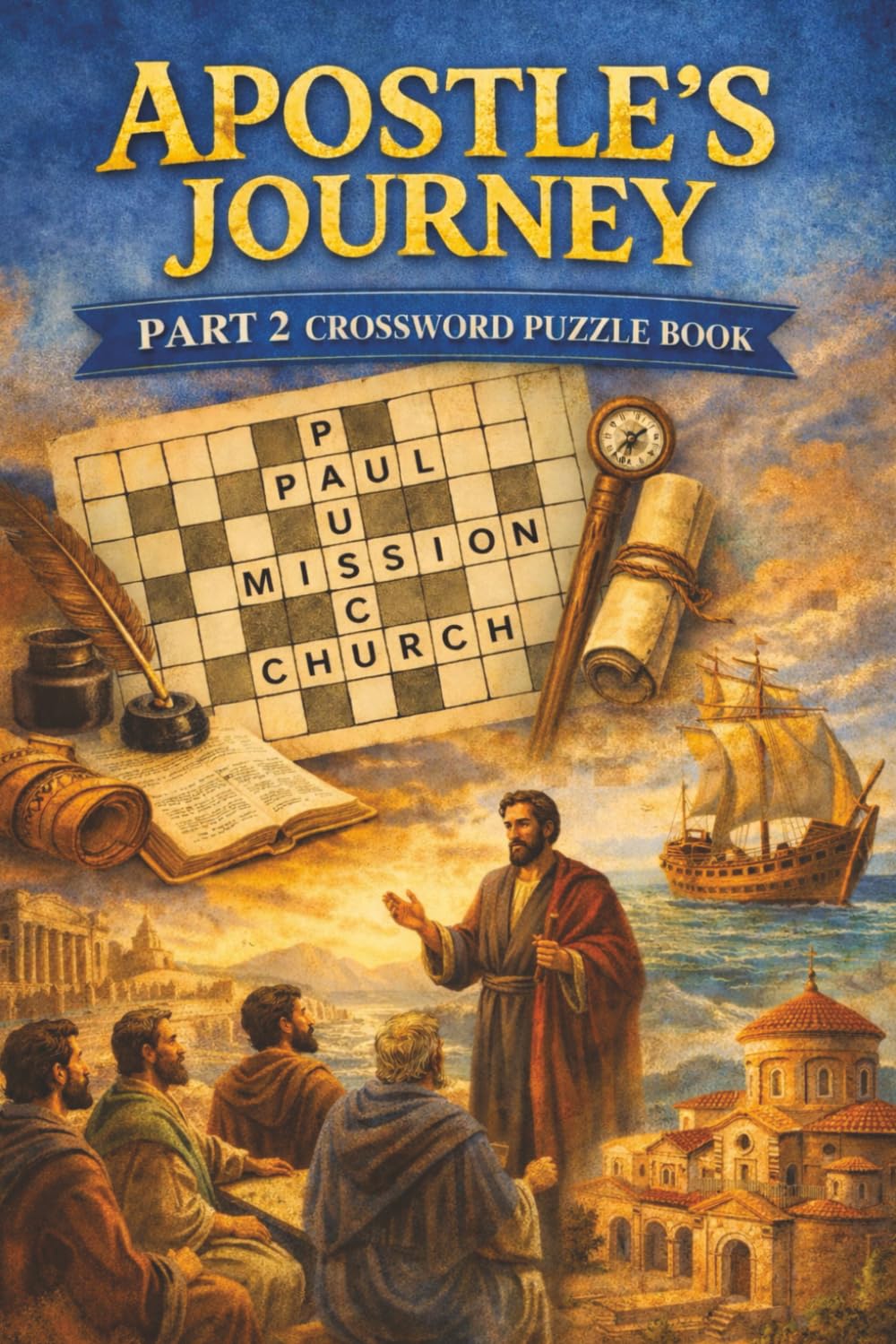 Apostle's Journey Part 2 Crossword Book: Biblical Study Aid | 50+ Crosswords with answers | 9x6 inches 100+ pages | Gift for Christians