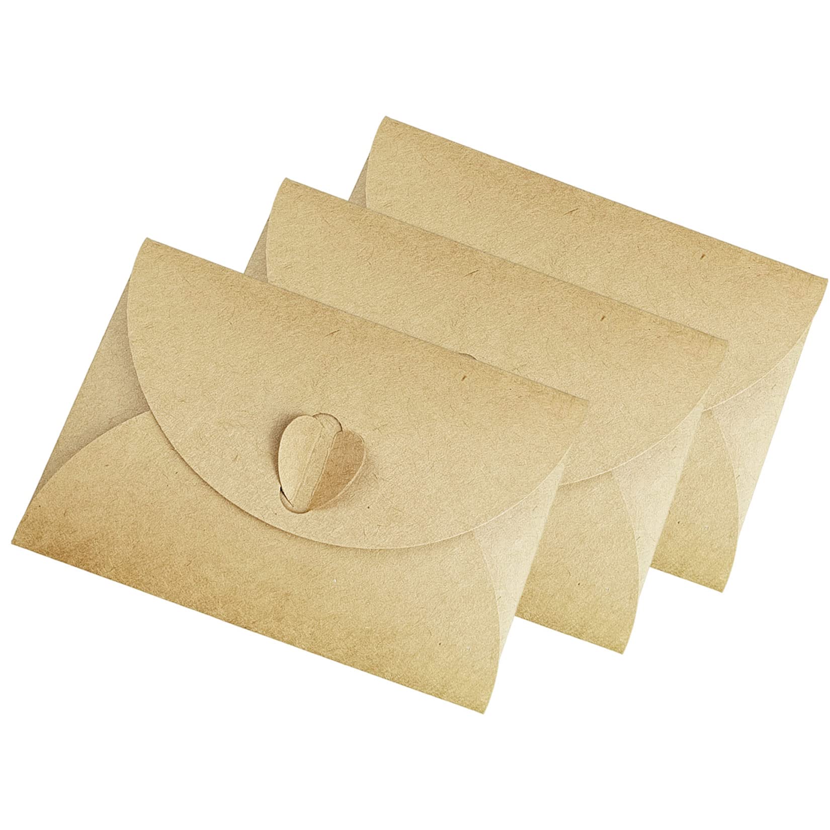 25 Sobres Pequeños Kraft Con Tarjetas En Blanco - Tamaño 10.5x7 Cm, Cierre En Forma De Corazón, Ideales Para Regalos, Invitaciones O Detalles