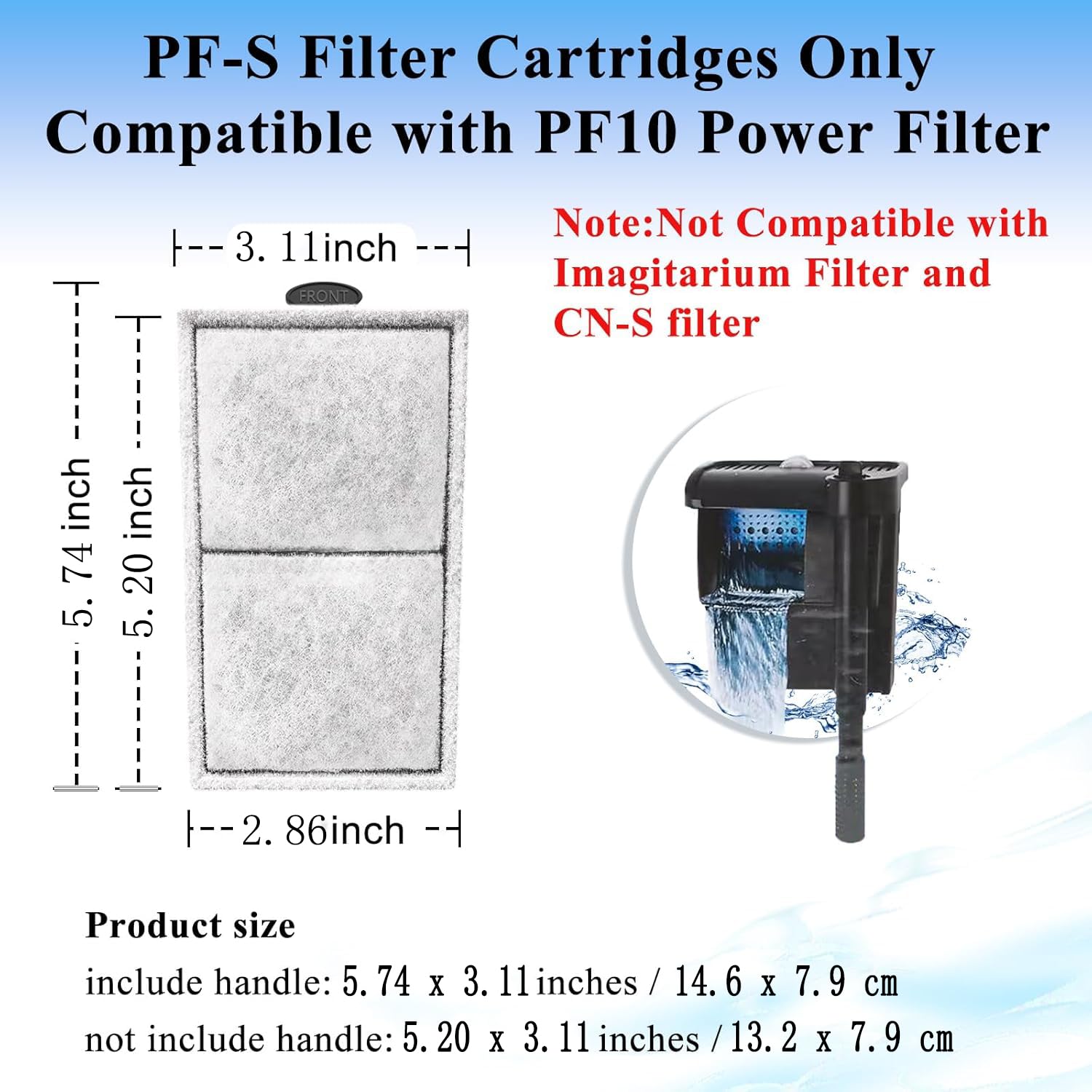Paquete de 9 cartuchos de filtro PF-S para filtro de alimentación de aleta superior, cartucho de filtro de repuesto para filtros de alimentación Silenstream PF10, recambio PF-S con zeolita