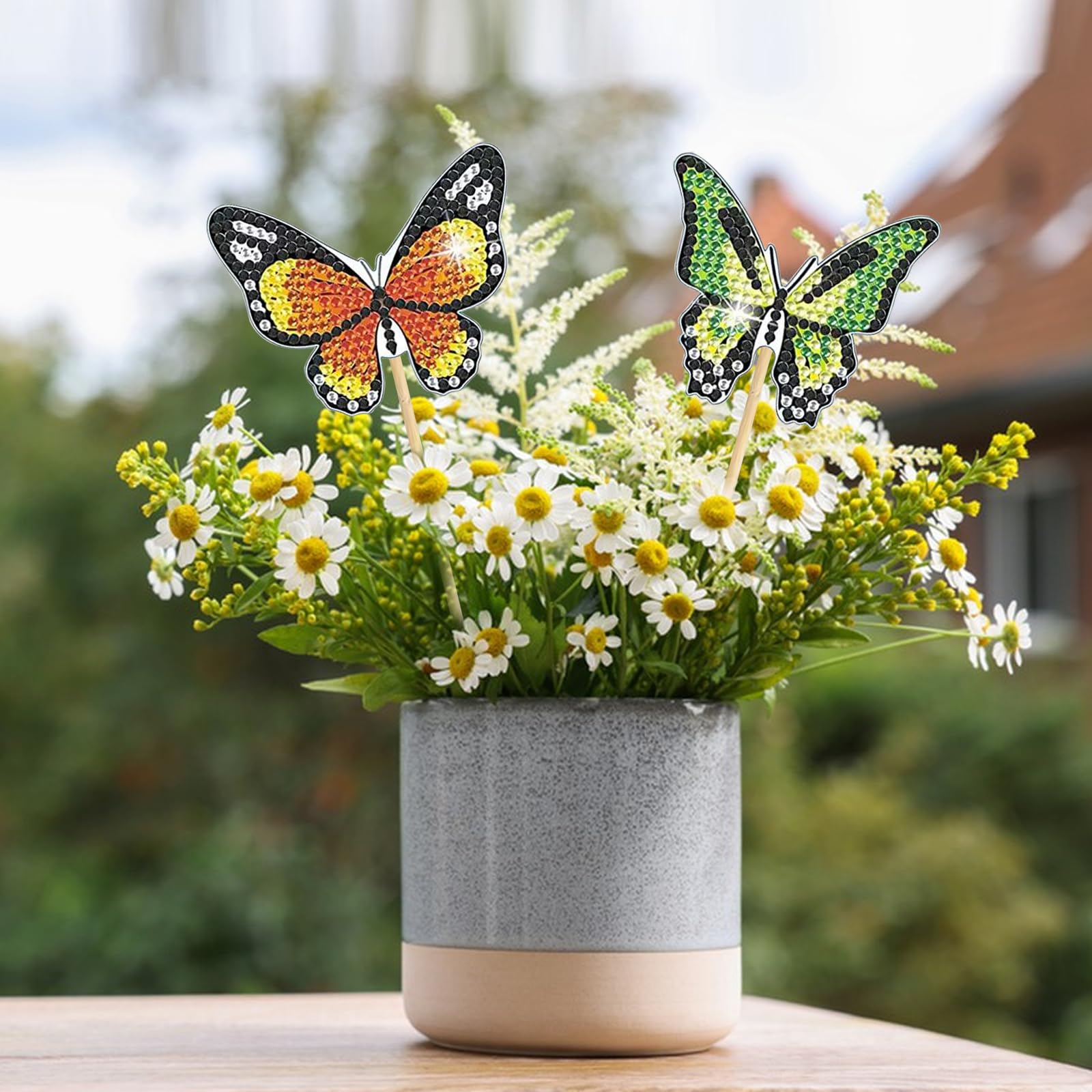 Windfromort Set Da 8 Farfalle Decorative Diamond Painting, Kit Fai Da Te Con Ventose E Adesivi, Per Giardino E Balcone