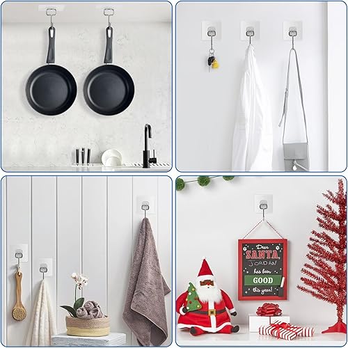 Miniatura 10 de Ganchos de pared para colgar, paquete de 18 ganchos de pared con tornillos sin clavos, ganchos adhesivos resistentes para montaje en estantes de