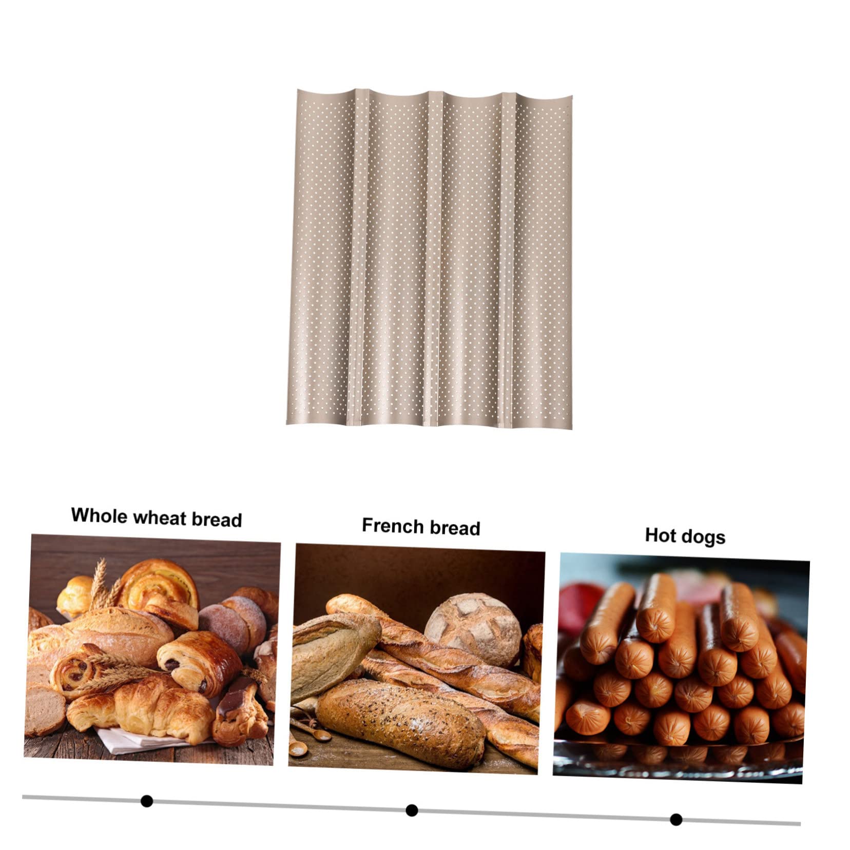 Molde Para Hornear Pan Francés 4 Ranuras Ondulado Acero Carbono Resistente Al Calor Para Uso Diario y Hornear Pan Baguette Horno, Utensilio Práctico Para Panadería Casera