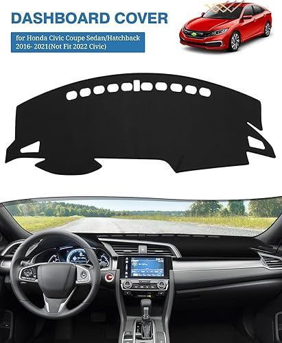 Miniatura 2 de FIILINES Funda para salpicadero compatible con Honda Civic Coupe SedanHatchback 2016-2021 (no compatible con Civic 2022), accesorios de automóvil,