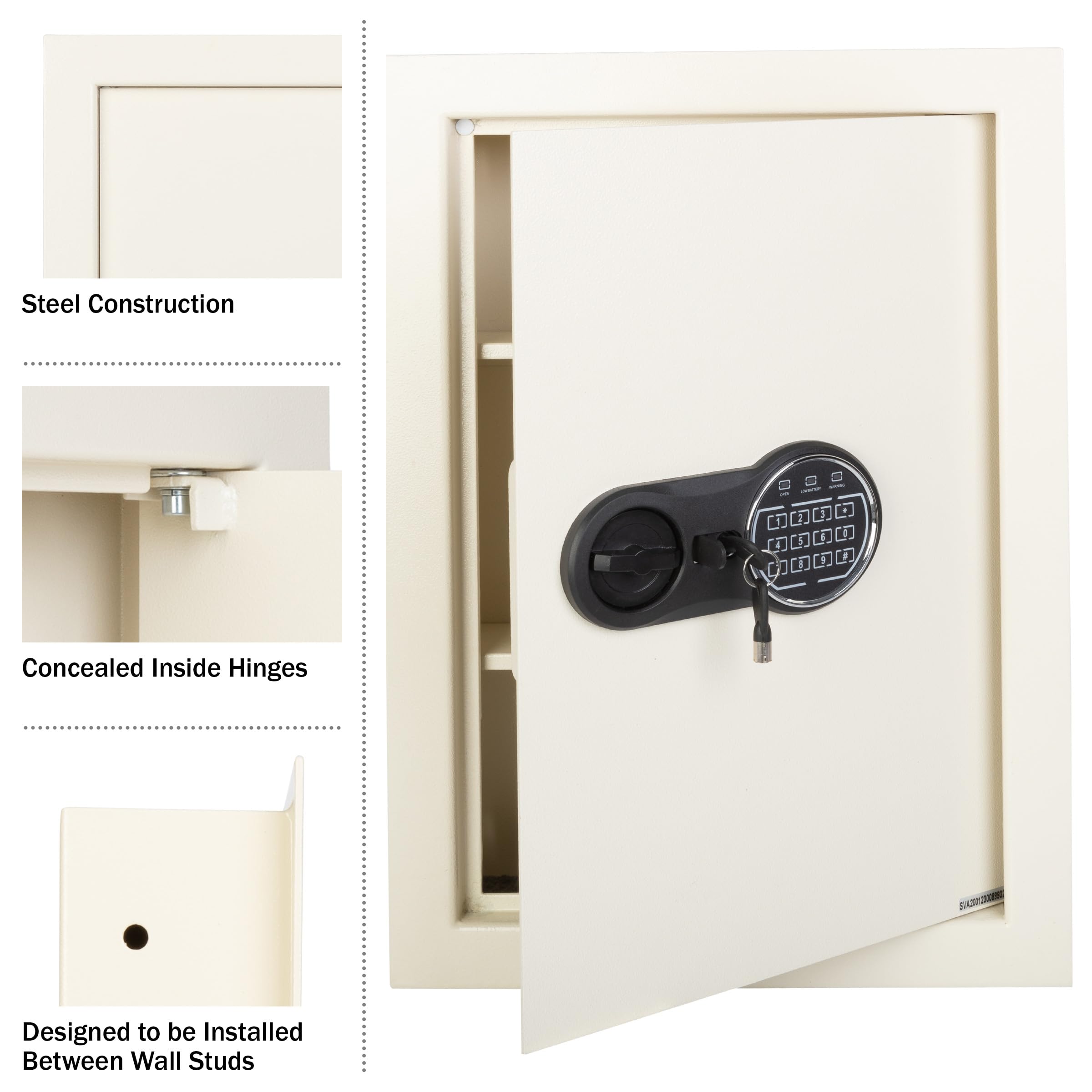 Paragon Safes Wandtresor – Safe für Zuhause oder Büro mit Tastatur und 2 manuellen Übersteuerungstasten – schützt Bargeld, Schmuck, Pässe und mehr von Paragon Safes (cremefarben)