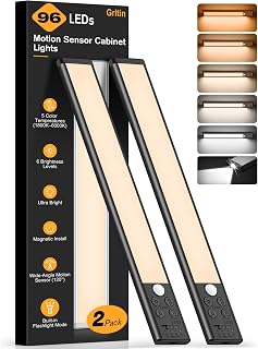 Gritin 2026 Gen 2 Cabinet Lighting, Rechargeable with Flashlight Mode | 5 Colors & 6 Brightnesses, Super Bright, 4 Modes, Motion Sensor, Long Lasting - Easy Mount Magnetic Under Cabinet Lighting-2