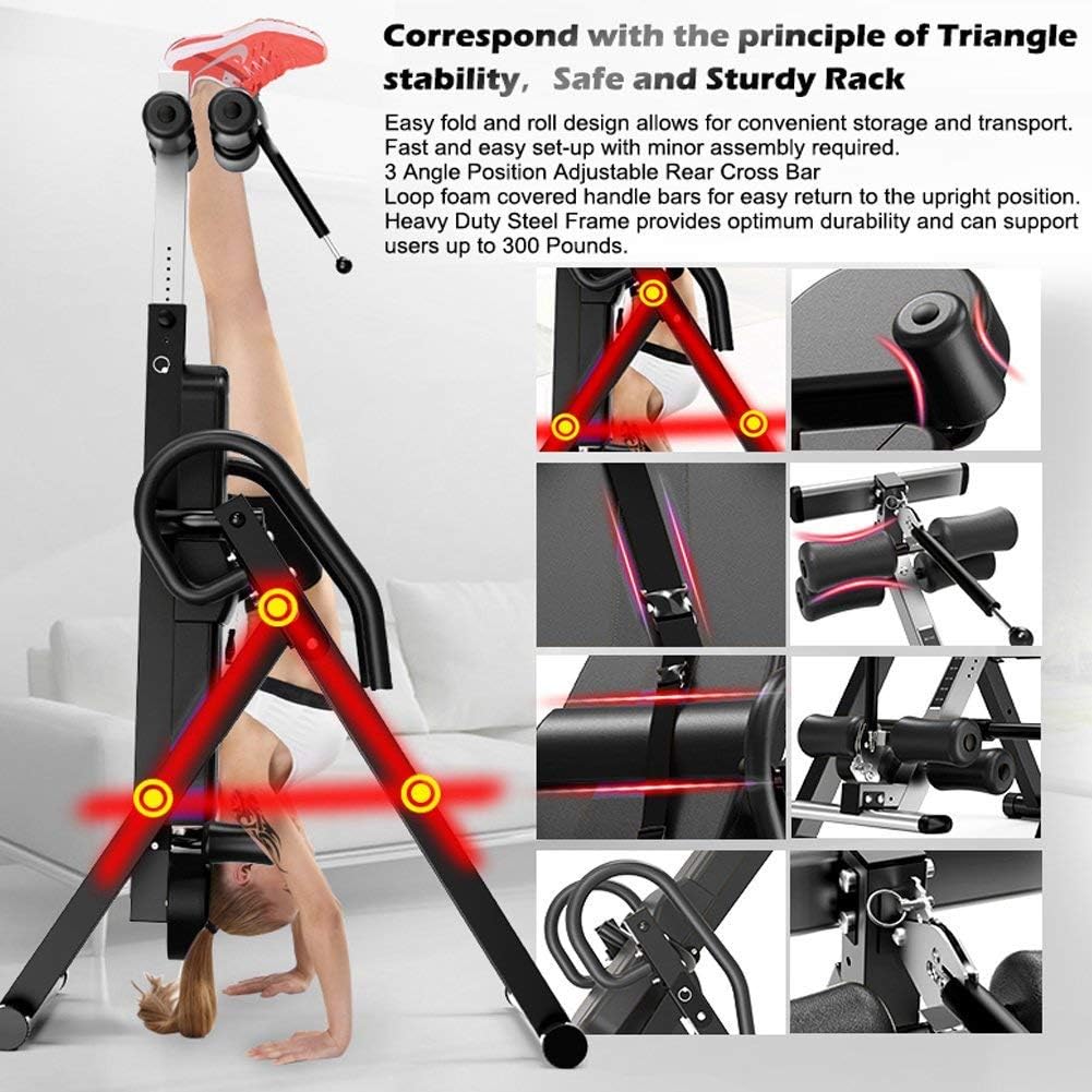 YOLEO Gravity Heavy Duty Inversion Table with Headrest & Adjustable Protective Belt Back Stretcher Machine for Pain Relief Therapy