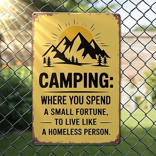 Funny Camping Mountain Retro Vintage Metal Sign 8"x12" | Unisex Gift Plaque, Decor Gates, Club Lounges, Porches And Campsite Patio Surfaces