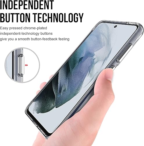 Miniatura 6 de KIOMY Funda transparente para Samasung Galaxy S21 FE 5G, diseño híbrido delgado, parte trasera de policarbonato duro + bisel elevado de TPU flexible