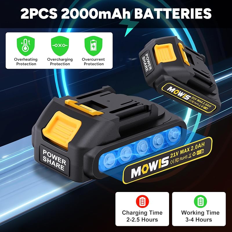Mowis Elektromos Metszőolló 30mm LCD Kijelzővel 2x2Ah Akkumulátorral