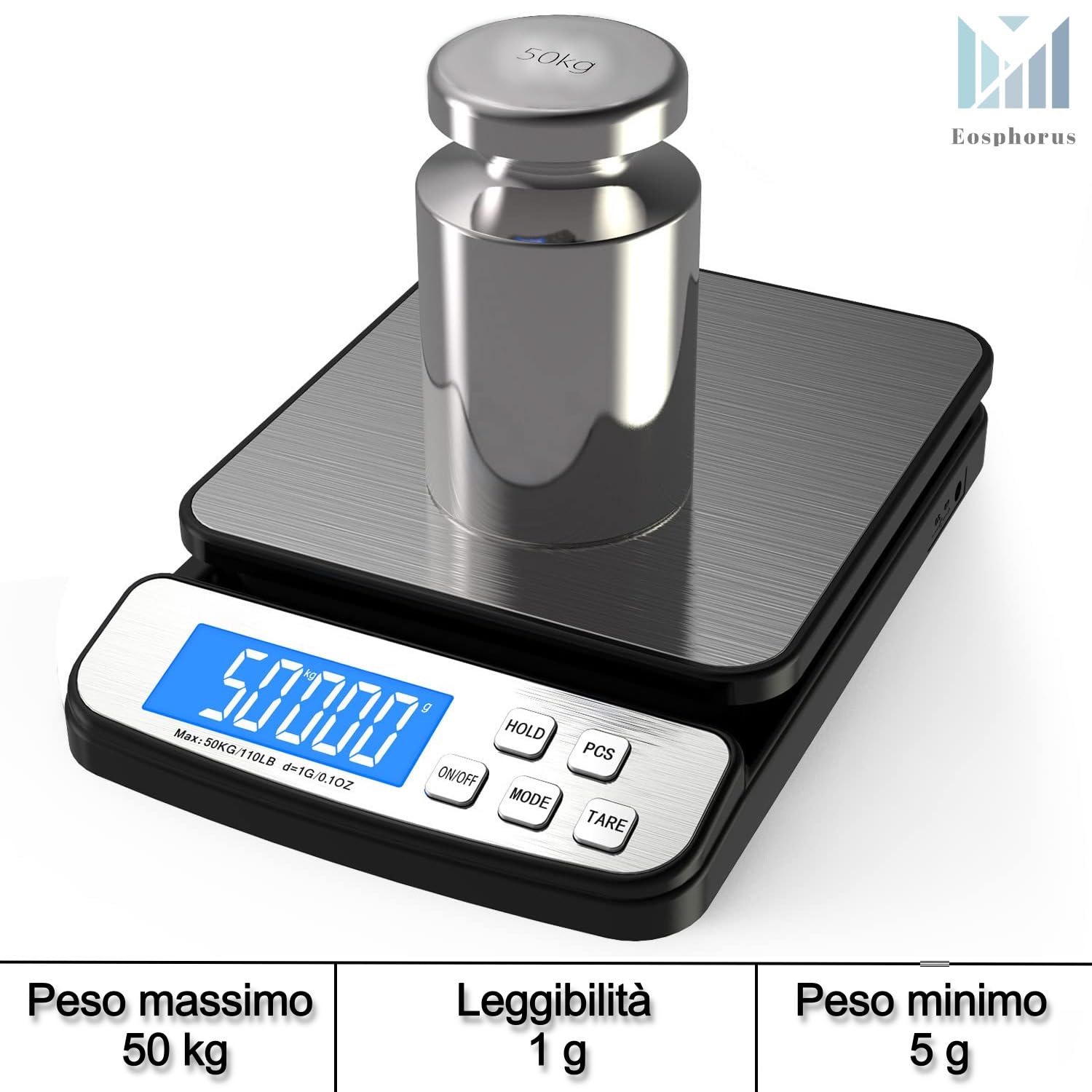 Bilancia Pesapacchi Postale Digitale 50kg Professionale in Acciaio Inox