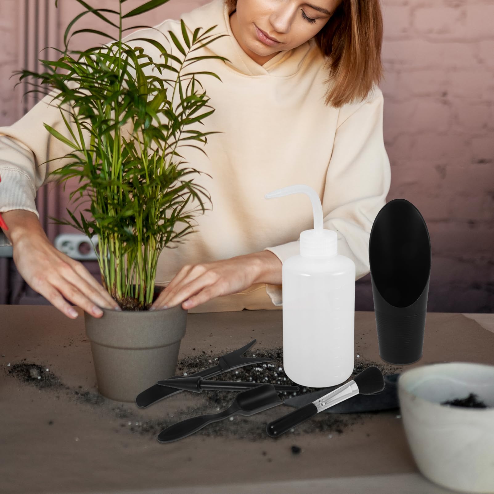 Sewroro 5 Juegos Kit de Herramientas de Jardinería para Plantas Suculentas Set para Interior Herramientas de Excavación Ergonómicas y Resistentes para Jardín