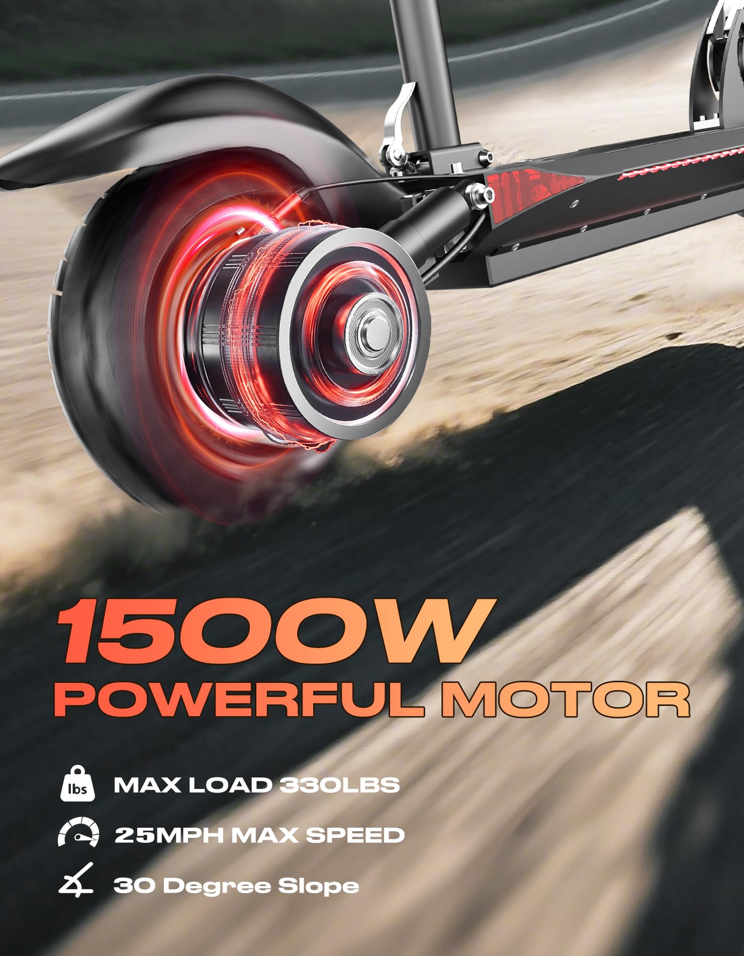 Electric Scooter for Adults with Seat, 1500W Peak Motor, 72 km Range, 40 km/h Top Speed, 48V 13Ah Battery, 136 kg Load Capacity, Dual Disc Brake, 10" Off-Road Foldable E-Scooter for Teens & Adults — view 2