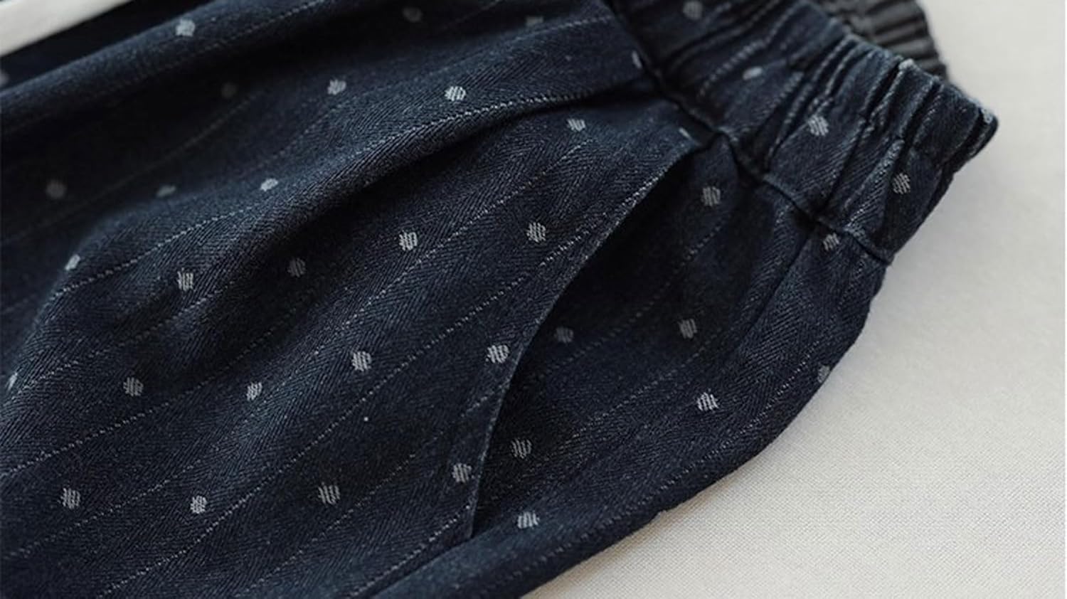 CHARTOU Wide Leg Denim Pants for Women Baggy Boyfriend Jeans Elastic High Waist Polka Dot Trousers