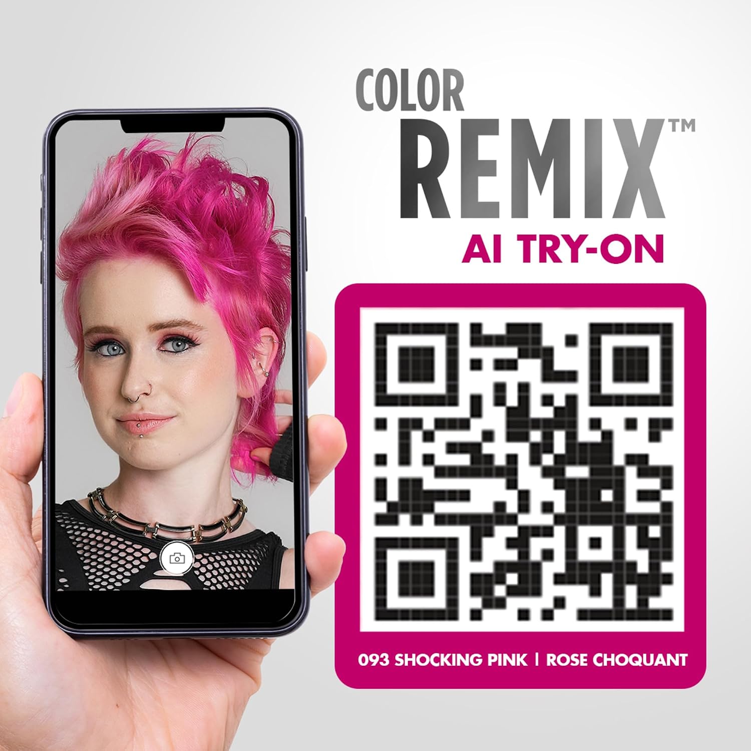 got2b Color Remix Semi-Permanent Hair Color, Shocking Pink 093, Customizable Temporary Hair Dye to Create A Vibrant or Pastel Shade, Easy At-Home Application, Lasts Up to 15 Washes