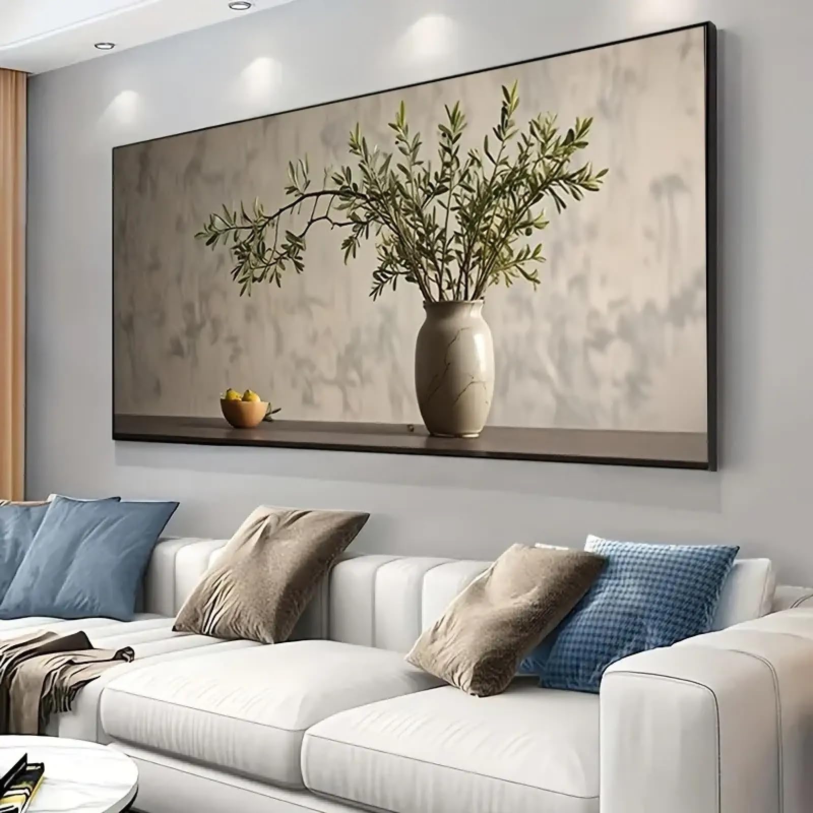 Toile vintage olive vase 65x130cm décoration murale affiche grand format