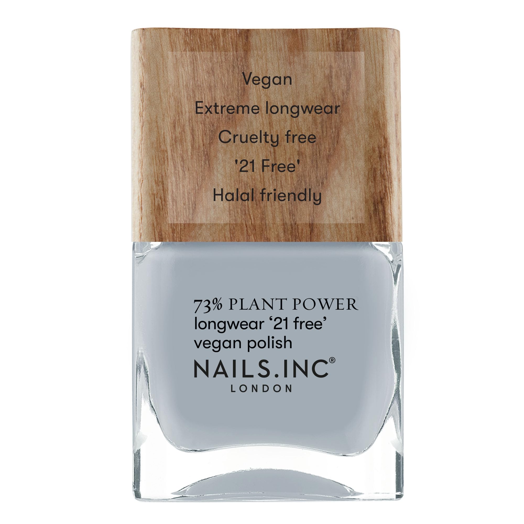 Nails.INC 73% Plant Power Nail Polish, Long Lasting Nail Color Lasts Up to 10 Days, Quick Drying, Cruelty Free, Vegan, 21 Free Formula, Fresh Air Don't Care, (14ml)