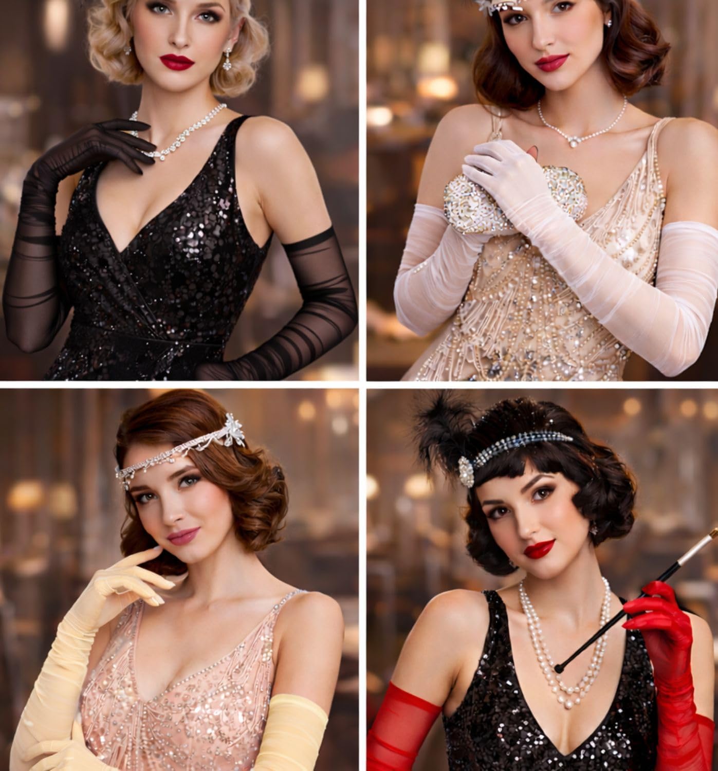 MDSTYLE Extra Long Sheer Opera Gloves for Women Dress 1920s Party Wedding Formal Sexy Costume Mesh Tulle