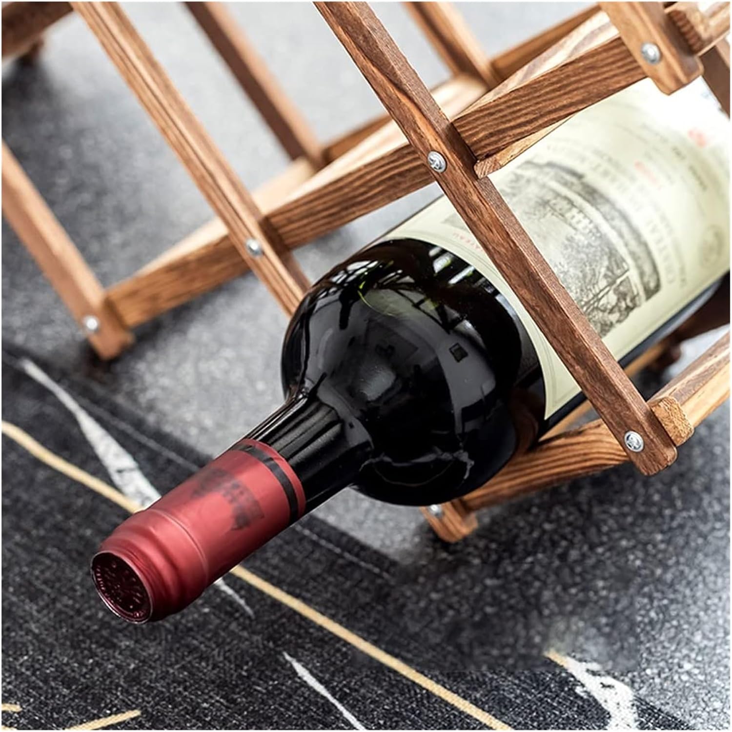 Freestanding Wine Racks & Cabinets Foldable Wine Rack Wooden Wine Holder, Free Standing Bottle Rack Rustic Wine Storage Countertop Decor Organizer, 10 Slot Bar (Color : A)