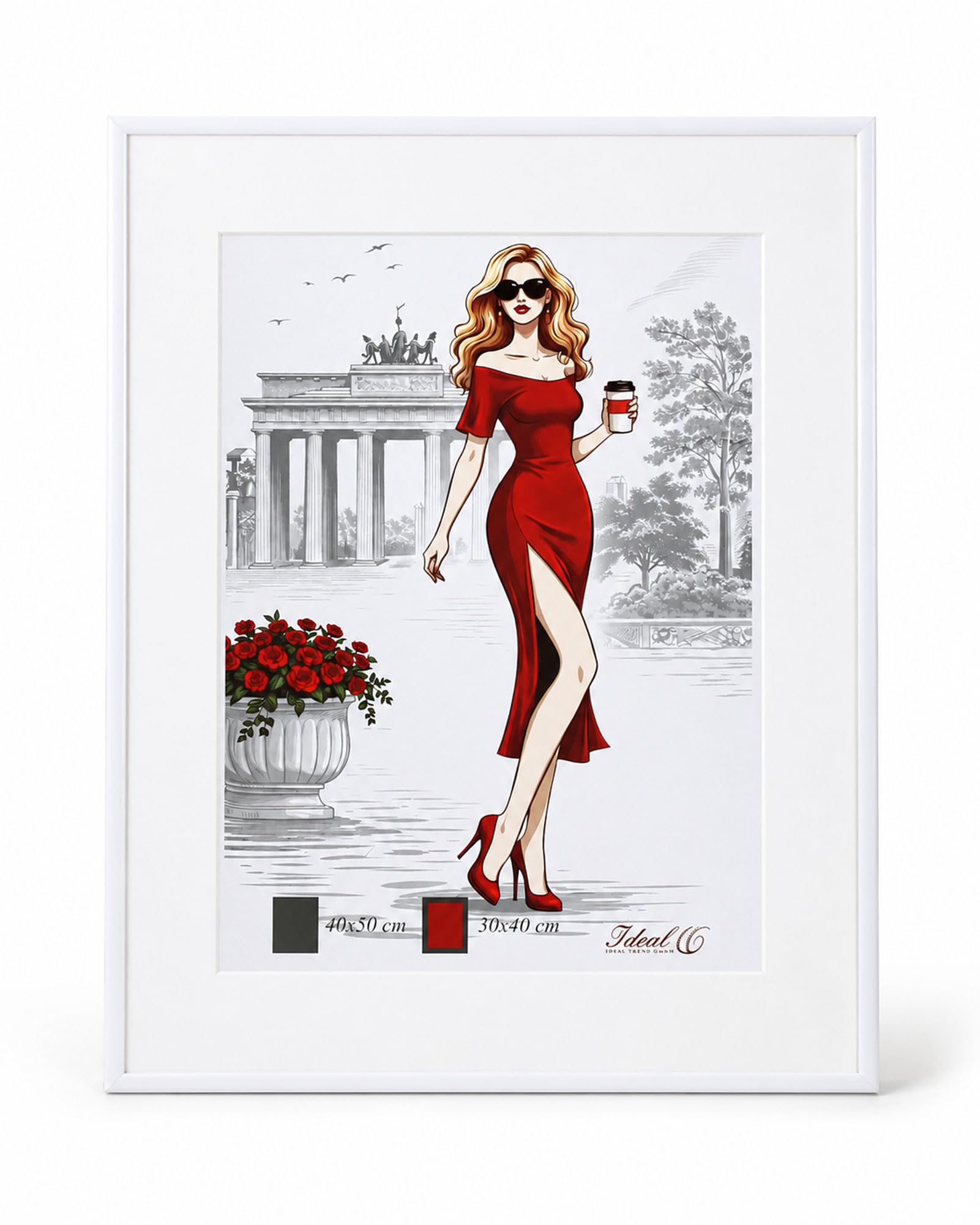 KM FOTO ALU Frame - Aluminium Bilderrahmen mit Passepartout und gehärtetem Klarglas: Farbe: Weiß | Format: 40x50 | Pack: 3