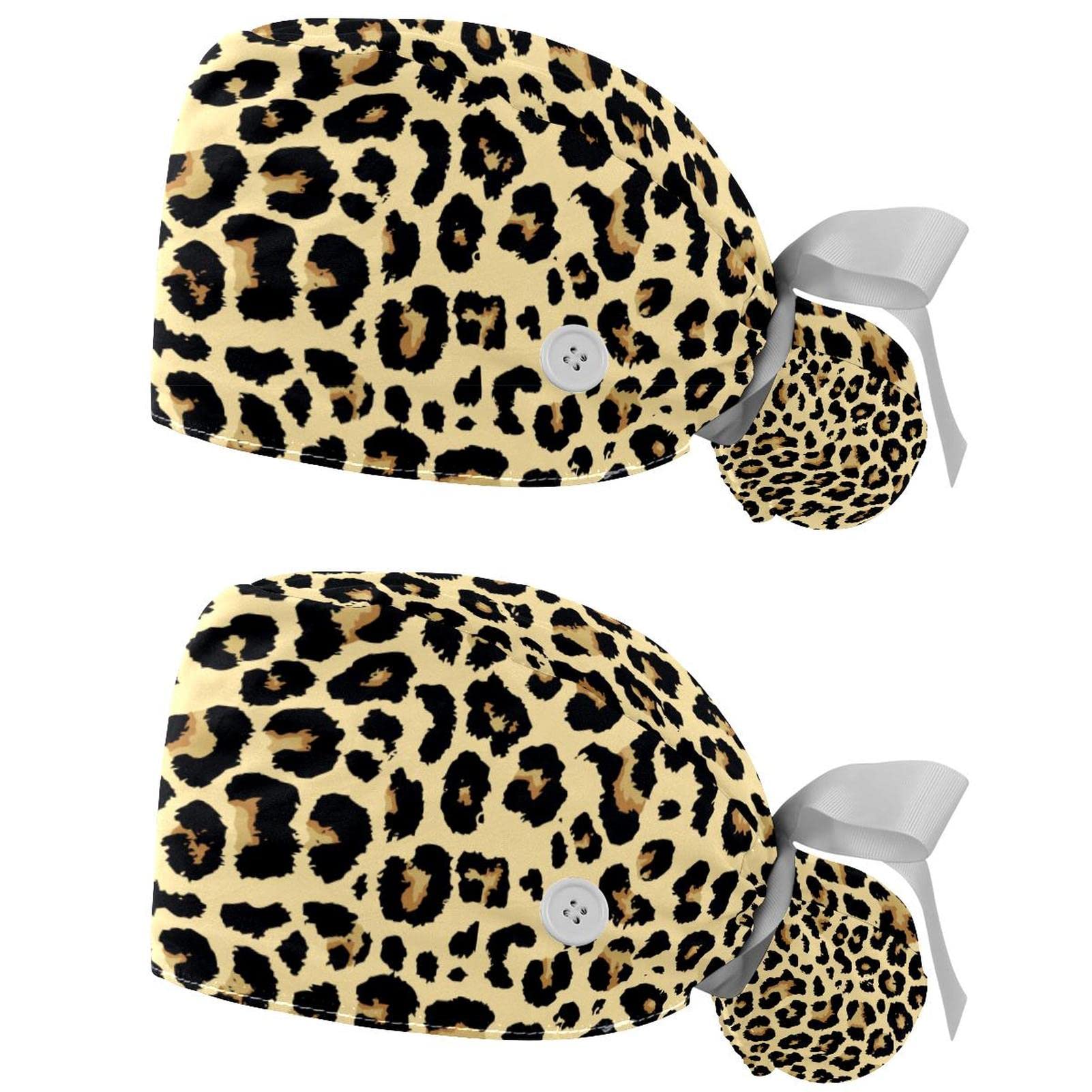 Chapeaux bouffants de travail légers et aérés imprimé léopard x2 - 7