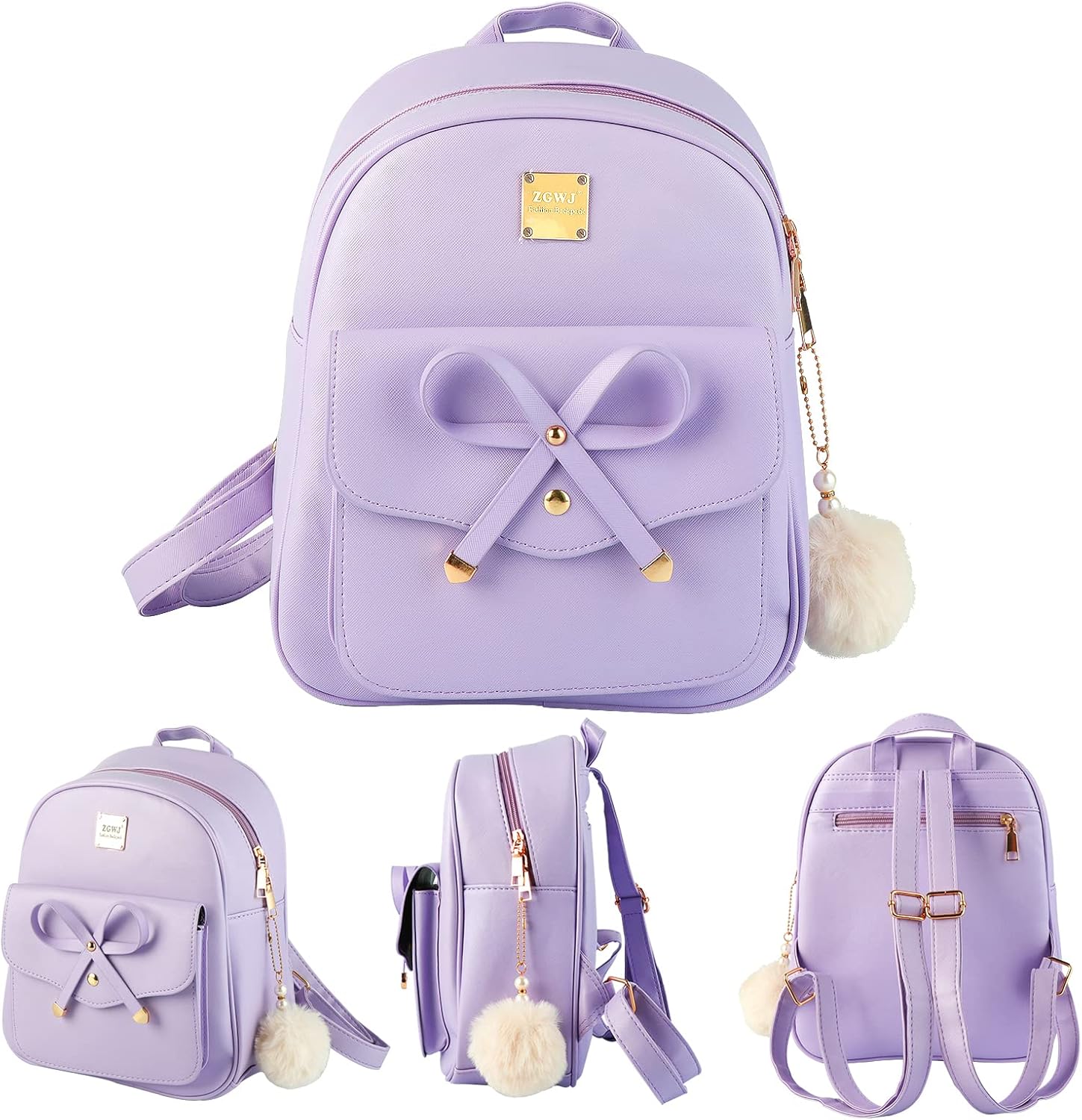 Aogist Mini Leather Backpack Purse 3-Pieces Fashion Bowknot Zipper Bags Cute Casual Travel Daypacks for and Women - Image 7