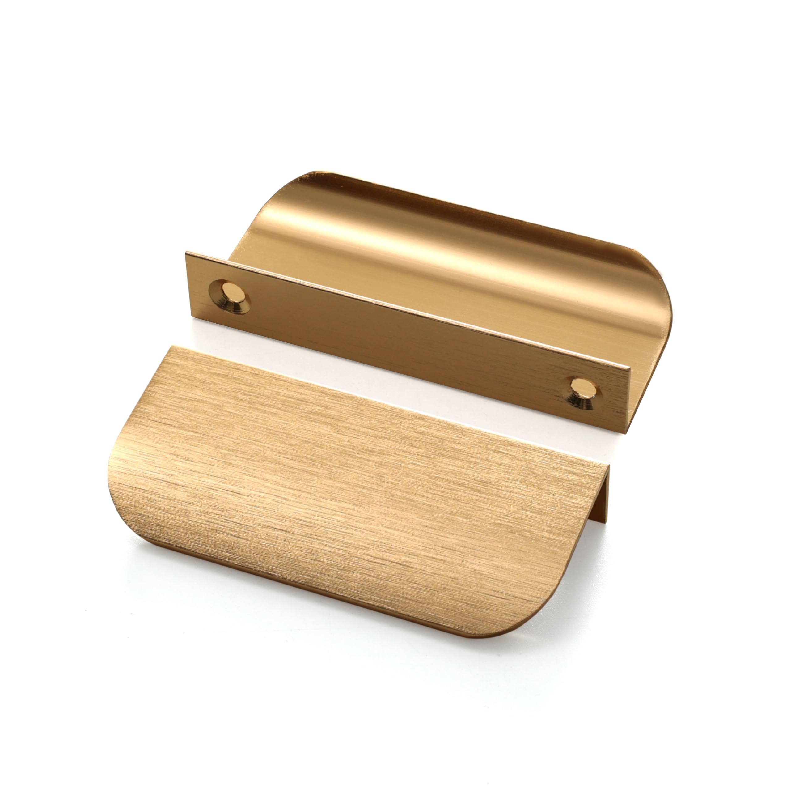 Photo 1 of MATOOYA Modern Aluminum Alloy Edge Pulls - Flat Cabinet Pulls, Gold, 80mm x 40mm, 8 Pack