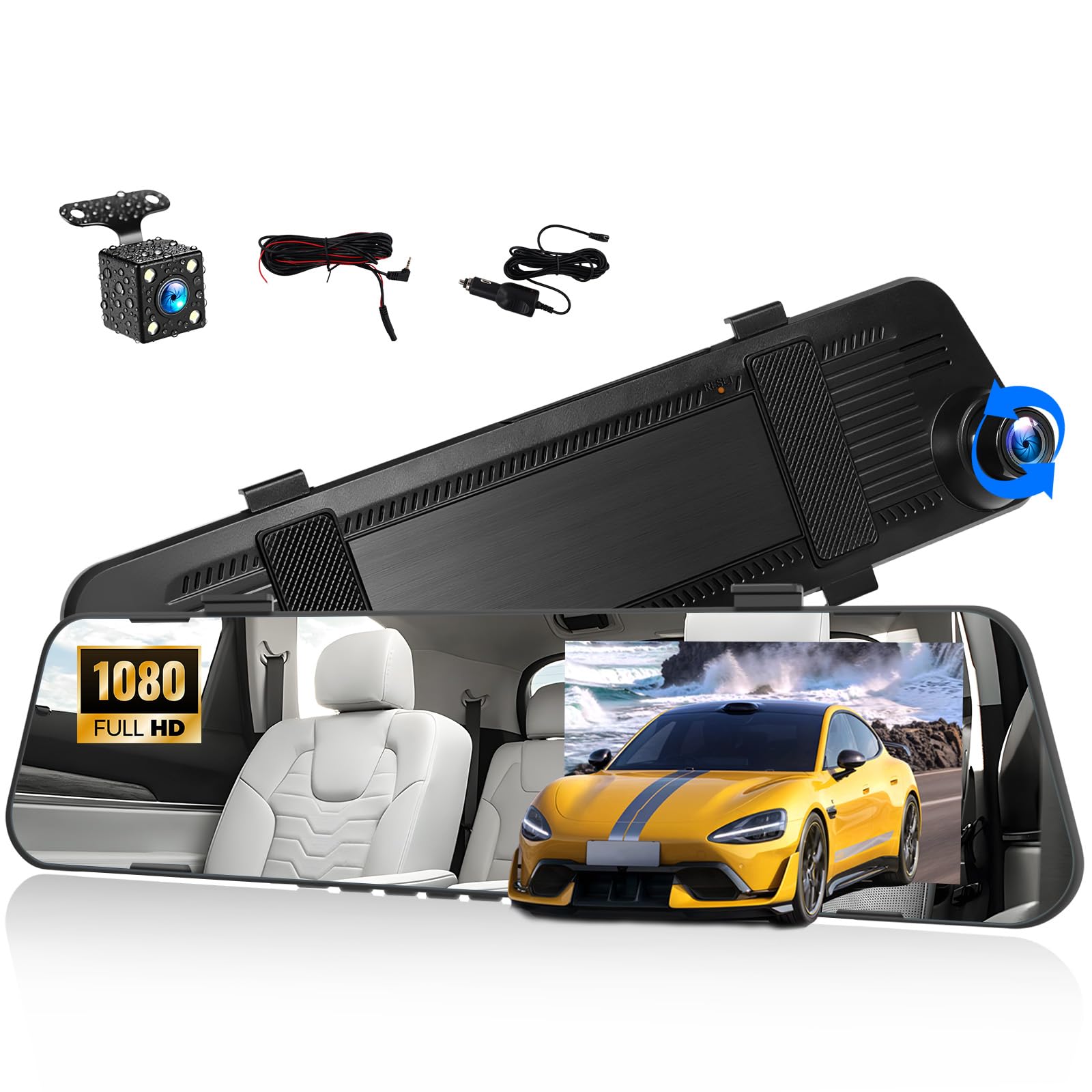 SIXTOP Dashcam 1080P Cámara Delantera y Trasera con Pantalla 4.5″ | Grabación Simultánea Frontal y Trasera, Visión Nocturna, Sensor de Movimiento, Grabación en Bucle y Líneas de Aparcamiento