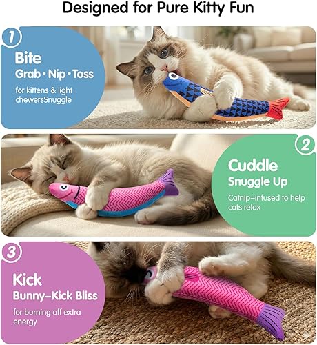 Miniatura 5 de PetBusy Juguetes interactivos para gatos con hierba gatera orgánica A+ de 5000 mg de grado bebé; juguetes suaves para gatos y gatitos de interior,